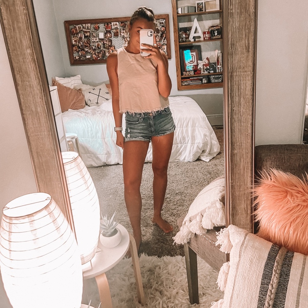 XS Pink Denim Top